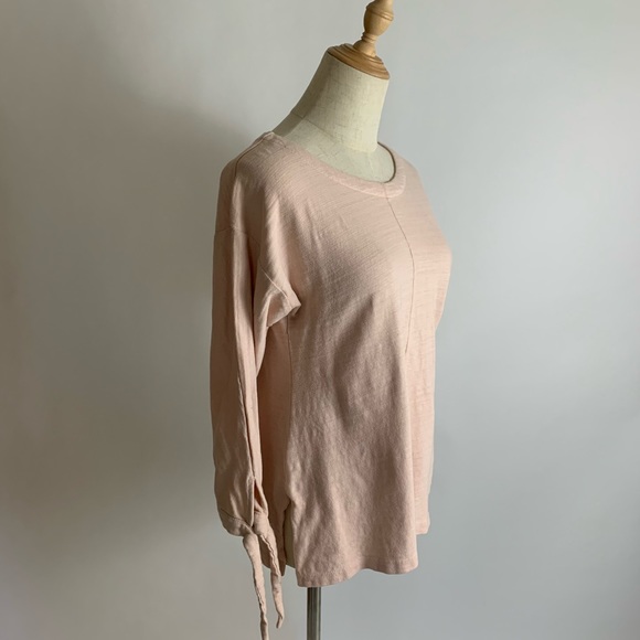 LOFT Long Sleeve Tie Cuff Pink Blouse XXS - Picture 2 of 6